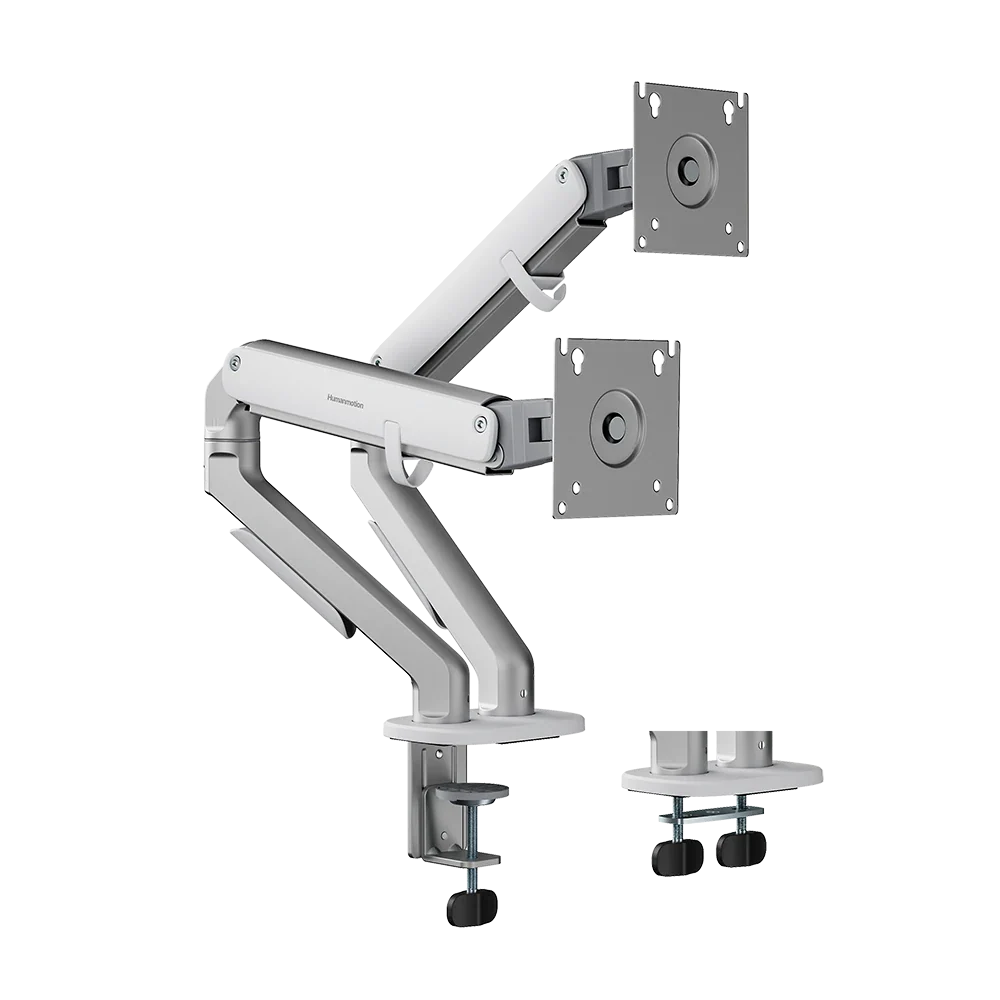 Humanmotion T6-2G Modern Dual Monitor Arm White